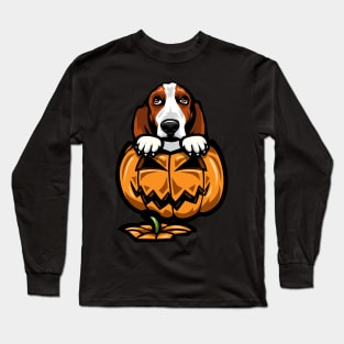 Halloween Basset Hound Pumpkin Long Sleeve T-Shirt